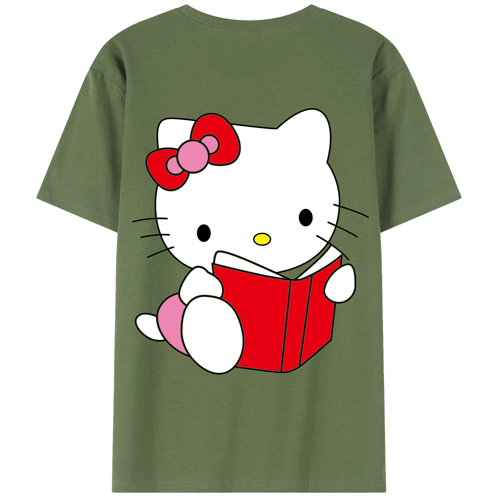 （画像用） Hello Kitty ハローキティ 綿100％ メンズ半袖Tシャツ（バックプリント） 通気性